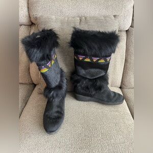 Tecnica Vintage Women’s Black Fur Scandia Apres Ski Boots Size 40 (size 9 US)